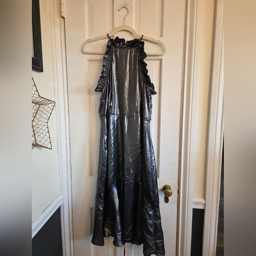 Who What Wear Shimmering Pewter Colored Dress